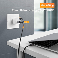 Câble de charge rapide USB-A vers USB-C PD 60W 3A 2-en-1 CableCreation avec gaine en nylon tressé pour ordinateur