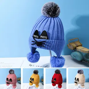 Anak-anak Musim Gugur dan Musim Dingin Topi 0-10 Tahun Tua Bayi Wol Topi Bayi Tutup Telinga Anak Laki-laki dan Perempuan Hangat Rajutan Topi dengan Bulu
