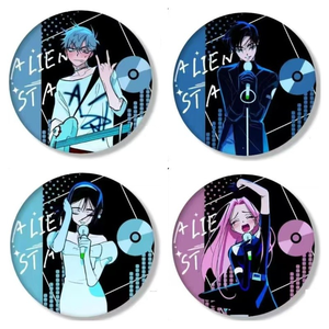 4 Pcs/Lot Korean <span class=keywords><strong>Manga</strong></span> Music Party Alien Stage Mizi Sua Ivan Till Pins 58mm Breastpin Laser Badge Jewelry Handbag Schoolbag Hat - Product Image 4