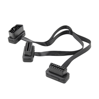 1x Konektor Pria ke 2X Konektor Wanita OBD2 Splitter 1 ke 2 Y Adapter Kabel Ekstensi PVC 30CM