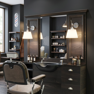 Espejo de Barbería Comercial de Metal Ajustable, Elegante y Duradero, con Madera Real Moderna de Lujo, Muebles para Salón de Belleza, Modelo 316 - Product Image 3