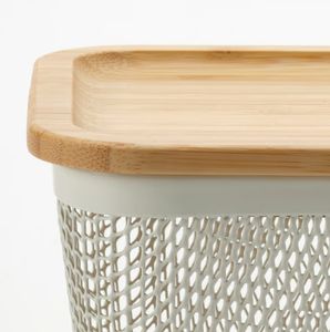 ארון countertop רשת תיל מתכת רשת המארגן סל אחסון עם מכסה עץ ולמזון פירות פיקניק ופריטים אחרים - Product Image 6