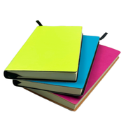 Carnet de notes à couverture souple en cuir PU de couleur fluo, carnet de notes de poche pour écoliers