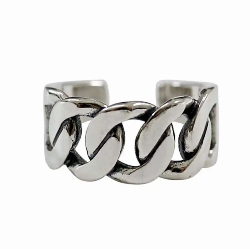 Hanfseil offene Kette Ring modisch breite Edition Kette glatter europäischer und amerikanischer Vintage offener Ring