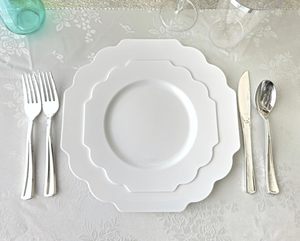 Venta al por mayor de platos y cuencos de porcelana de hueso nuevo blanco puro estilo europeo occidental de lujo de 10,75 pulgadas aptos para microondas para hotel - Product Image 3