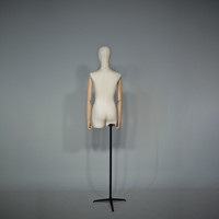 Mannequin torse femme haut de gamme en tissu, style européen, protection environnementale, forme de robe, demi-corps, bras en bois pour couturière