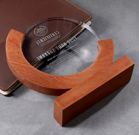 Trophée en Cristal Professionnel avec Logo Personnalisé et Socle en Bois Rond, Récompense en Verre Cristal, Trophée avec Socle en Bois Vierge
