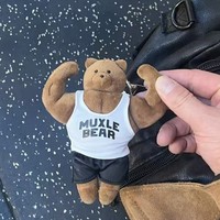 En gros, peluche ours musclé avec abdominaux, figurine pendentif pour enfants, pendentif ours fitness
