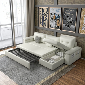 Sang Trọng 3-Chỗ Ngồi <span class=keywords><strong>L</strong></span>-Hình Dạng <span class=keywords><strong>Sofa</strong></span> Đặt Trắng Có Thể Ngả Góc Phòng Chờ Cho Phòng Khách - Product Image 4