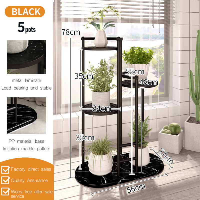 5 black flower stands
