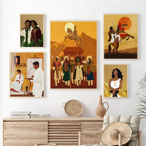 Grande decorazione della casa stampa su tela astratta famiglia dipinti da parete africani cerimonia <span class=keywords><strong>del</strong></span> <span class=keywords><strong>caffè</strong></span> <span class=keywords><strong>arte</strong></span> etiopica - Product Image 6