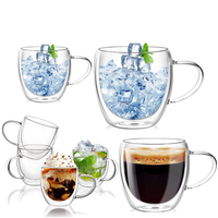 EX-02 Grosir Gelas Kopi Kaca Borosilikat Gelas Kopi Latte Teh Gelas Kopi Berlapis Ganda dengan Pegangan