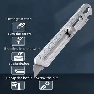 स्टेनलेस स्टील 18 मिमी 20 ब्लेड आउटडोर उपकरण उपयोगिता कैंपिंग चाकू 6 में 1 मल्टी-फंक्शन नॉब लॉकिंग चाकू - Product Image 3