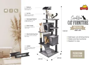 Pohon Kucing Baru Sisai, Tiang Garukan, Tempat Bertengger, Rumah Kucing Abu-abu, Kondo Kucing Abu-abu, Pohon Aktivitas Kucing - Product Image 3