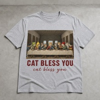 T-shirt décontracté gris clair à imprimé numérique pour parodie de la Dernière Cène (Bless You) 100% coton