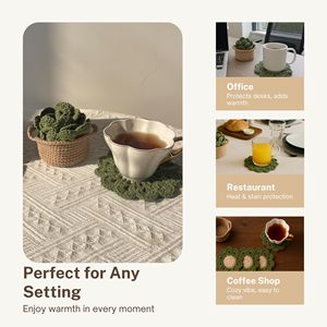 Posavasos de ganchillo con forma de hoja para macetas, juegos de posavasos con soporte para bebidas, posavasos de bar para mesa de café, escritorio, <span class=keywords><strong>maceta</strong></span> de plantas suculentas - Product Image 3