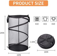Panier à linge circulaire pliable et portable Le'sort en maille polyester, lavable, durable et écologique, avec poignée renforcée