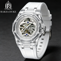 Montre automatique pour homme RAKSA DUKE avec logo personnalisé, cadran squelette de 44 mm, fabrication OEM ODM