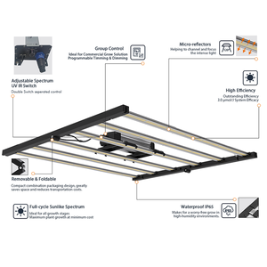 Đèn Trồng Cây Chạy Bằng Năng Lượng Mặt Trời Pro Samsung Lm301h 301H 301b Đèn Led Hẹn Giờ Wifi Thông Minh <span class=keywords><strong>Octopuss</strong></span> 10 12 Bar 1000W 1200W - Product Image 5