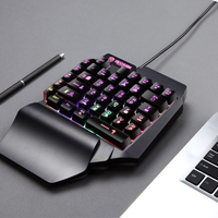Keypad Mekanik Mini Nirkabel Satu Tangan Bentuk Gunung Berapi RGB Backlit, Macropad Terprogram USB 3.0 untuk Pemain Game PC dan Mobile