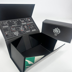 Luxury Magnetic Foldable Gift <b>Box</b> <b>Black</b> Color <b>Box</b> with Scratch-resistant Matte Lamination White Color Logo Printing Packaging - Product Image 1