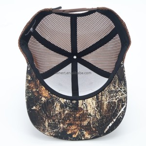 Snapback 6 Panel de malla Gorras Camuflaje Caza Parche de cuero personalizado Logo Cap Algodón Marrón Camo Trucker Hat Sombreros de béisbol - Product Image 3