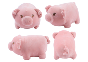 Doudou en peluche cochon brodé, doux et rond, avec doublure en maille, unisexe pour bébés et tout-petits, décoration de chambre d'enfant - Product Image 4