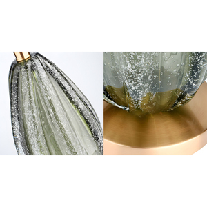 Đèn bàn hiện đại sang trọng kiểu chuyển tiếp, chất liệu thủy tinh có vân, chụp đèn hình giọt nước bằng vải, màu đồng kim loại, độc đáo, đèn bàn OUFULA - Product Image 6