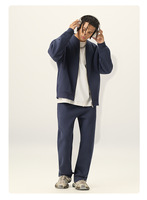 Vêtements pour hommes |   Blouson de baseball style Old Money transfrontalier, coupe ample, en polaire 350G, style américain, zippé, automne