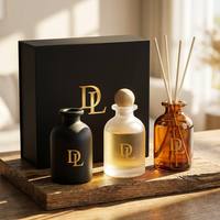 Bouteilles diffuseurs d'aromathérapie rechargeables en verre dépoli ambre noir de 100 ml avec bouchon en caoutchouc, bâtonnets parfumés et gravure pour huiles essentielles