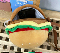 2025 conception créative personnalisé OEM dessin animé en peluche Hamburger sacs à main à bandoulière pour enfants filles