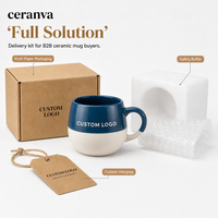 Tasse à café en céramique bicolore à forme ventrue, vente chaude, personnalisable avec logo, grande capacité, pour la maison, vente en gros