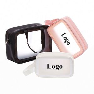 Custom Logo Print Fashion <b>Transparent</b> Large Capacity <b>Makeup</b> Portable Travel Toiletry <b>Bag</b> - Product Image 1