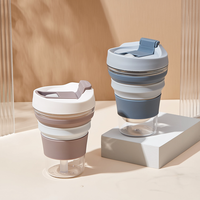 Tasse de voyage pliable en silicone sans BPA portable avec couvercle tasse pliante écologique pour le camping en plein air