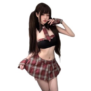 Sexy lingerie, sensual and alluring JK pleated skirt, seductive lingerie outfit, preppy style, qqny set - Product Image 5