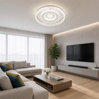 Vente directe usine Zhongshan : Nouvelle Plafonnier LED Moderne à Anneaux Lumineux Concentriques en Cristal Concassé, Encastré, pour Salon et Chambre