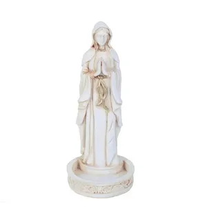 Resin white gold decorated statue of the Holy Mother of God water cup