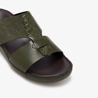 SHIKOL – Nouvelles sandales d'été en cuir véritable vert pour hommes, chaussures de luxe arabes, sandales de Dubaï durables et respirantes