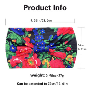Bandeau large à fleurs Boho pour femmes, turban pour le sport, le yoga, noué - Product Image 4