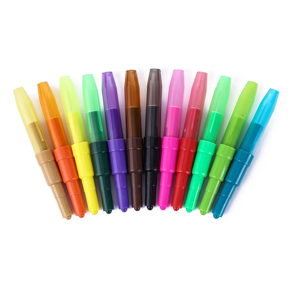 12 pcs kids fun felt tip blow airbrush marker pen