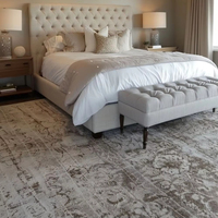 Tapis imprimé doux pour chambre d'hôtes - Motif médaillon persan en nylon/polypropylène, tapis roulé réversible, lavable, antistatique pour chambre d'hôtel