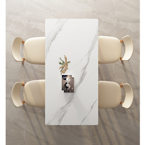 Ensemble de table à <span class=keywords><strong>manger</strong></span> moderne et simple, plateau rectangulaire blanc avec pieds en <span class=keywords><strong>bois</strong></span>, pour projet d'appartement, <span class=keywords><strong>salle</strong></span> à <span class=keywords><strong>manger</strong></span>. - Product Image 3