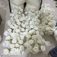 Fabrication de fleurs artificielles IFG coureur d'allée floral rose blanche de 4 pieds pour la décoration de mariage