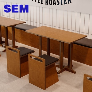 Set di Tavoli e Sedie in Legno SEM per <span class=keywords><strong>Ristoranti</strong></span>, Mensa Scolastica, Set da Pranzo con <span class=keywords><strong>4</strong></span> Sedie, Design per Fast Food - Product Image 2
