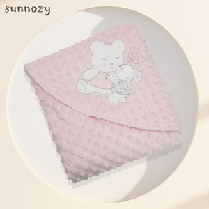 Couverture bébé en polaire double couche avec motif animalier et bonnet épais en peluche, directement de l'usine, collection automne-hiver - Product Image 5