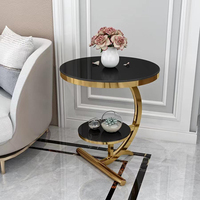 Muebles para el hogar Mesas auxiliares de café de mármol de acero inoxidable dorado Muebles para sala de estar