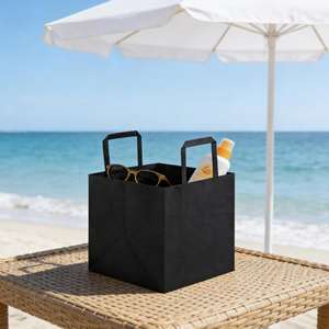 Sacs en papier kraft lourd personnalisés noirs avec poignées portables, adaptés pour l'emballage de vêtements, d'aliments, d'artisanat et pour le shopping - Product Image 4