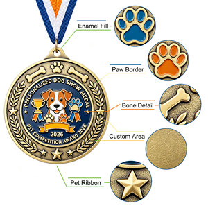 Medallas Personalizadas para Exposiciones Caninas, Medallones de Premio para Animales, Recuerdos Metálicos para Competiciones de Mascotas con Cinta, Venta al Por Mayor de Fábrica - Product Image 2