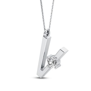 Collar con Colgante de Letra Mayúscula Personalizada, Diamante Cultivado en Laboratorio VVS VS EF, en Plata de Ley 925 con Acabado en Oro - Product Image 4