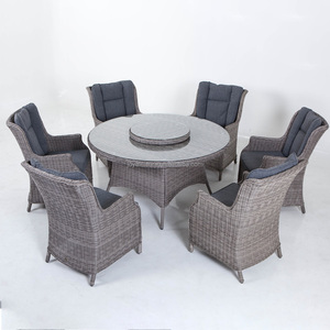Joye per il tempo libero all'aperto Set da pranzo 6 posti Alu Rattan mobili da giardino tavola rotonda e sedie con <span class=keywords><strong>Lazy</strong></span> <span class=keywords><strong>Susan</strong></span> - Product Image 2
